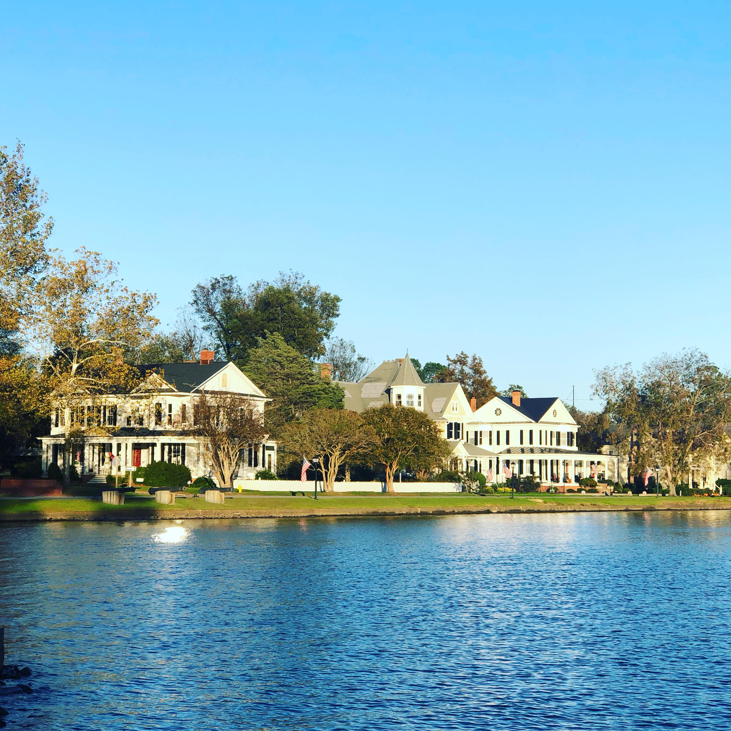 Historic waterfront homes on Edenton Bay, Water Street