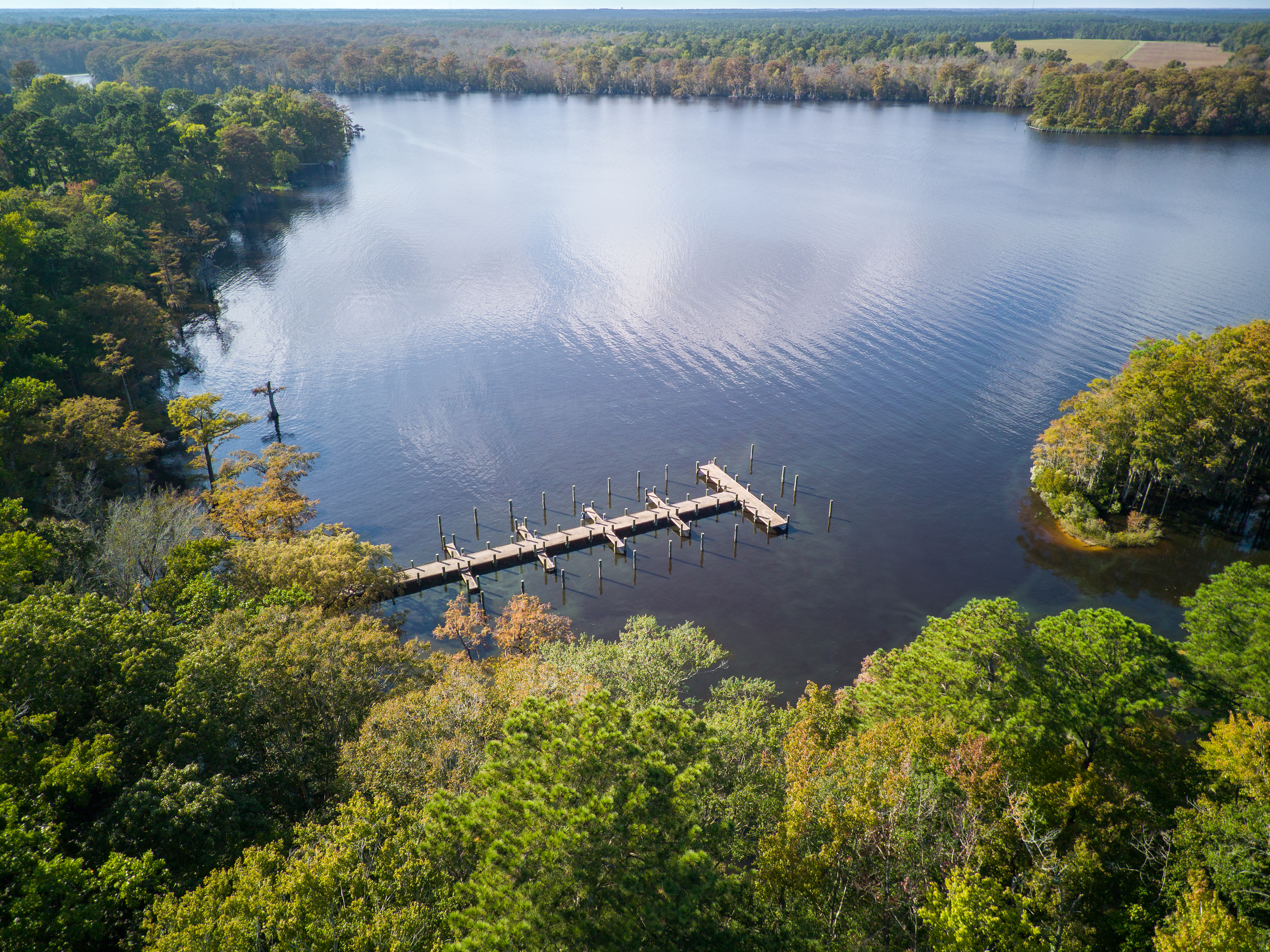 Aerial view of the Occano community marina and boat docks