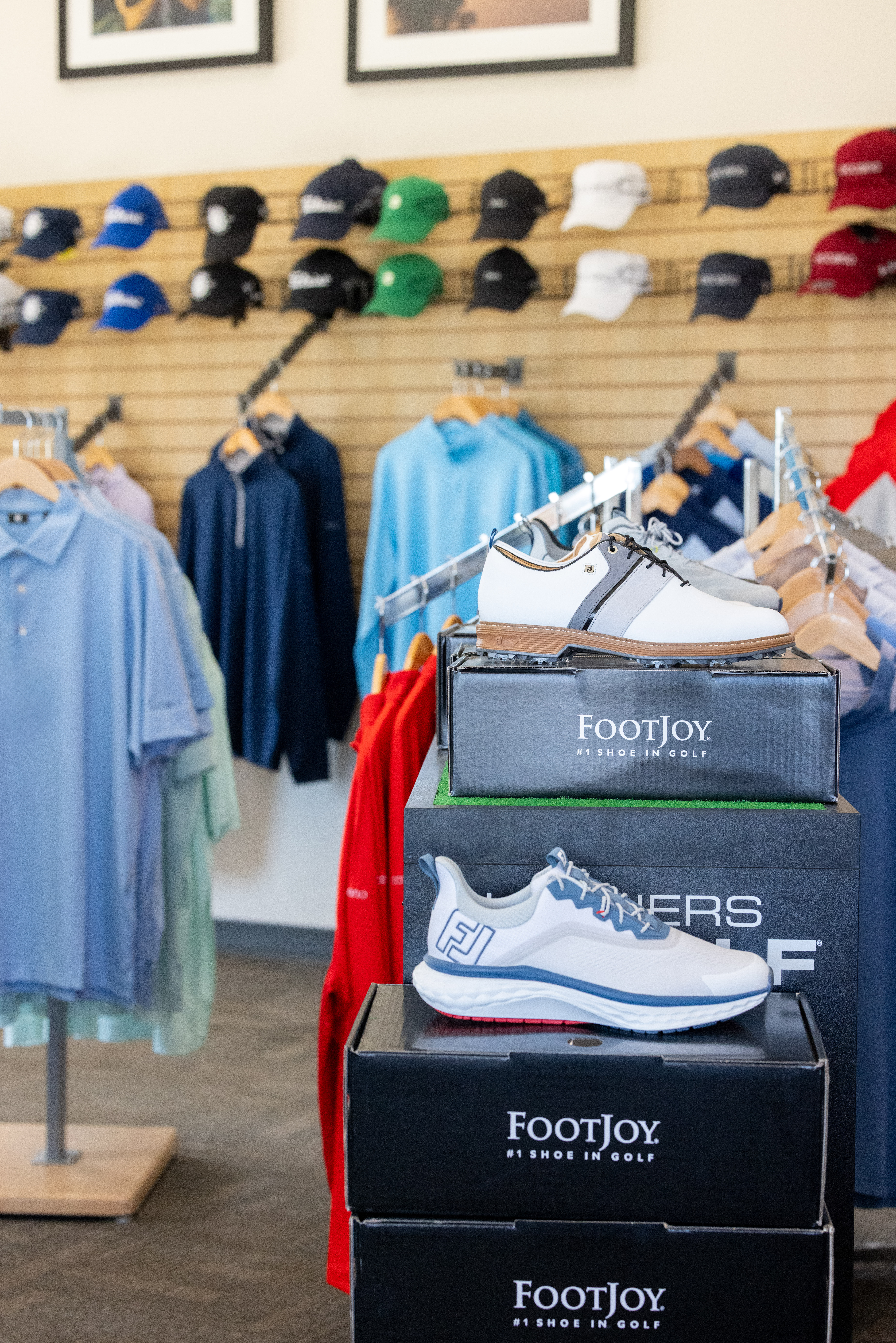 Occano pro shop with golf apparel and shoes